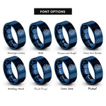 font options for inside engraving on blue glass recycling icon rings