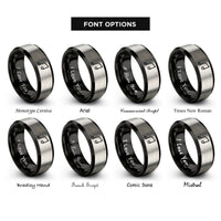 font options for inside engraving on black & silver glissando notes rings