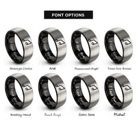 font options for inside engraving on black & gray glissando pair rings