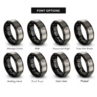 font options for inside engraving on black & gray glissando pair rings