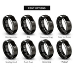 font options for inside engraving on black & gray glissando pair rings