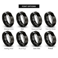 font options for inside engraving on black & gray glissando pair rings