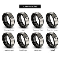 font options for inside engraving on black & gray glissando pair rings