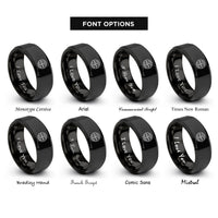 font options for inside engraving on black globe badge compass rings
