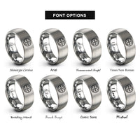 font options for inside engraving on grey globe badge compass rings
