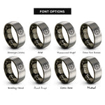 font options for inside engraving on gunmetal & gray globe badge compass rings