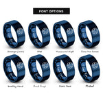 font options for inside engraving on blue globe rings