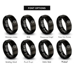 font options for inside engraving on black globe dove rings