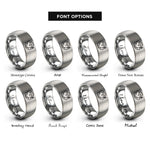 font options for inside engraving on grey globe dove rings