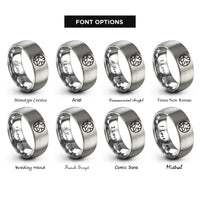 font options for inside engraving on gray globe rings