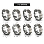 font options for inside engraving on silver globe rings