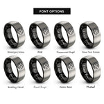 font options for inside engraving on black & silver globe grid rings