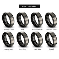 font options for inside engraving on black & grey globe grid rings