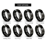 font options for inside engraving on black & gray globe grid rings