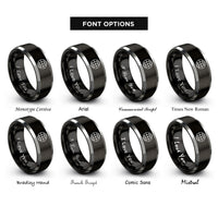 font options for inside engraving on black & gray globe grid rings