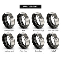 font options for inside engraving on black & gray globe grid rings