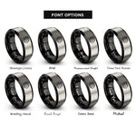 font options for inside engraving on black & grey globe grid rings