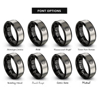 font options for inside engraving on black & grey globe grid rings