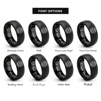 font options for inside engraving on black globe grid rings