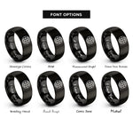 font options for inside engraving on black globe grid rings