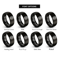 font options for inside engraving on black globe grid rings