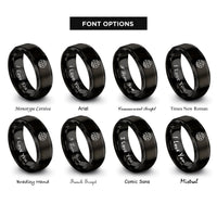 font options for inside engraving on black globe grid rings