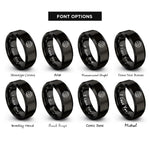 font options for inside engraving on black globe grid rings