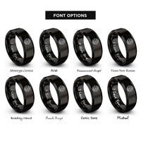 font options for inside engraving on black globe grid rings