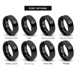font options for inside engraving on black globe grid rings