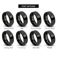 font options for inside engraving on black globe grid rings