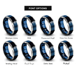 font options for inside engraving on blue & gray globe grid rings