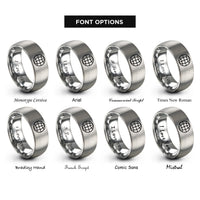 font options for inside engraving on gray globe grid rings