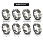 font options for inside engraving on silver globe grid rings