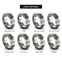 font options for inside engraving on silver globe grid rings