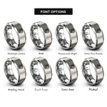 font options for inside engraving on silver globe grid rings