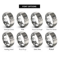 font options for inside engraving on gray globe grid rings