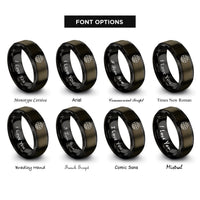 font options for inside engraving on gunmetal & black globe grid rings