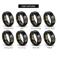 font options for inside engraving on gunmetal & blue globe grid rings