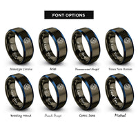 font options for inside engraving on gunmetal & blue globe grid rings