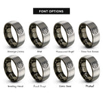 font options for inside engraving on gunmetal & silver globe grid rings
