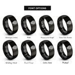 font options for inside engraving on black globe grid stamp rings