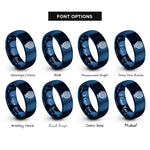 font options for inside engraving on blue globe grid stamp rings