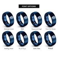 font options for inside engraving on blue globe grid stamp rings