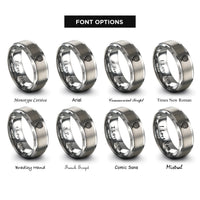 font options for inside engraving on silver globe grid stamp rings