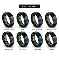 font options for inside engraving on gunmetal & blue globe rings