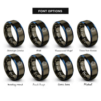 font options for inside engraving on gunmetal & blue globe rings