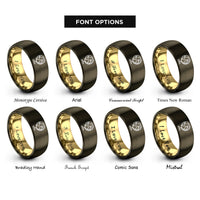 font options for inside engraving on gunmetal & gold globe rings