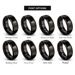 font options for inside engraving on black globe heart rings