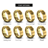 font options for inside engraving on gold globe heart rings