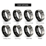 font options for inside engraving on black & silver globe laurel wreath rings